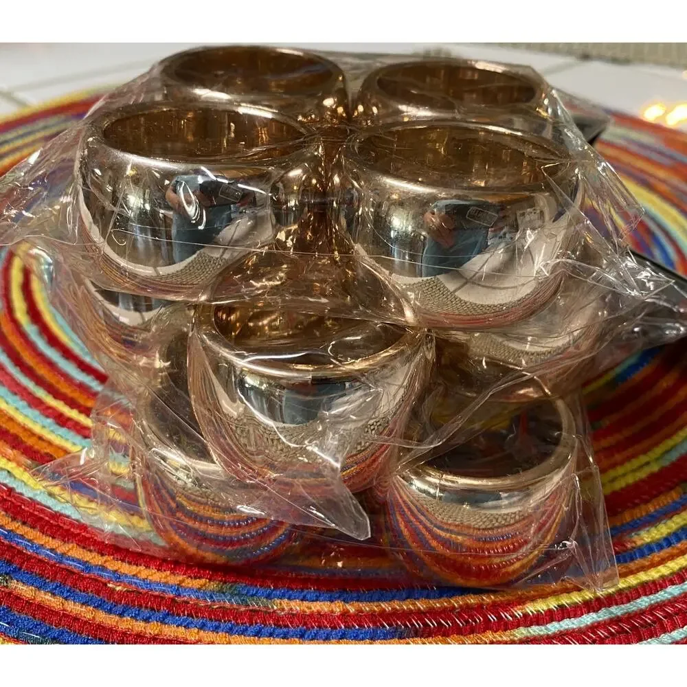 TRIM A HOME 12 Napkin Rings Metallic New Old Stock Kmart Rose Gold Copper